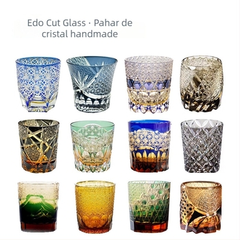 Pahar Edo Kiriko din cristal, realizat manual în Japonia, pentru whiskey și sake, 301–400 ml