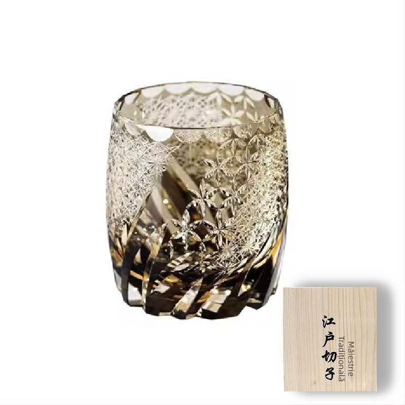 Pahar Edo Kiriko din cristal, realizat manual în Japonia, pentru whiskey și sake, 301–400 ml
