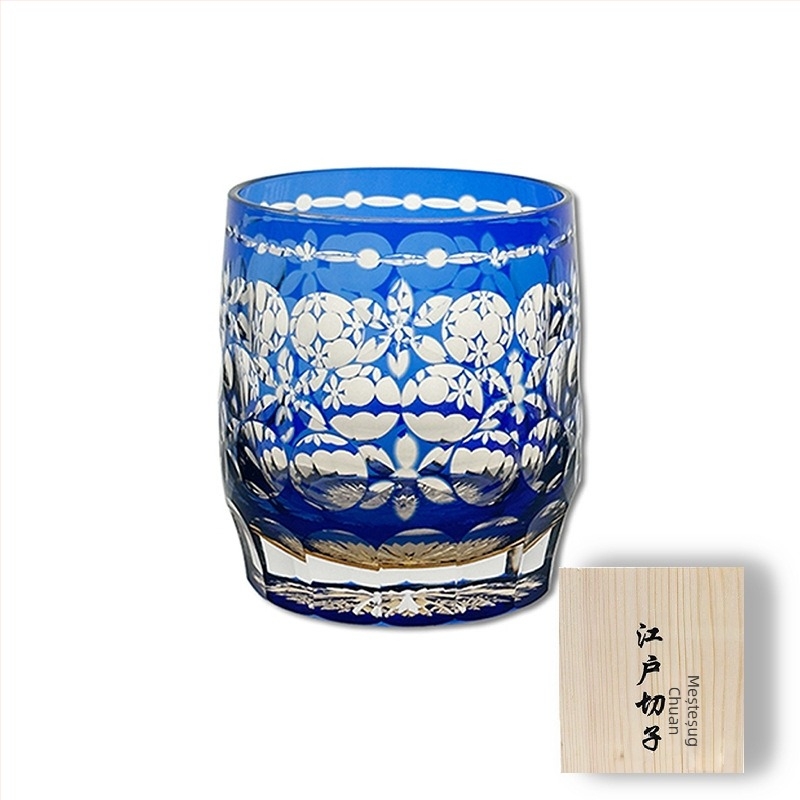 Pahar Edo Kiriko din cristal, realizat manual în Japonia, pentru whiskey și sake, 301–400 ml