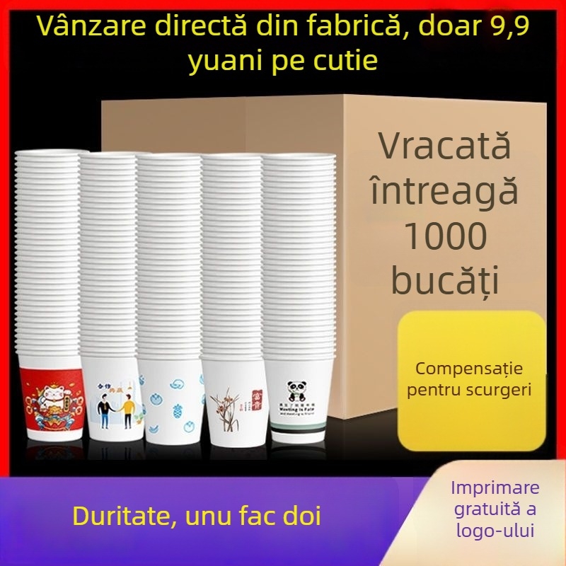 Pahare de hârtie de unică folosință, groase, pentru uz casnic, set în cutie, stil chinezesc, sub 100 ml