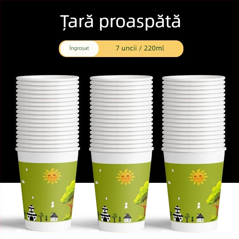 Pahare de hârtie de unică folosință, groase, pentru uz casnic, set în cutie, stil chinezesc, sub 100 ml