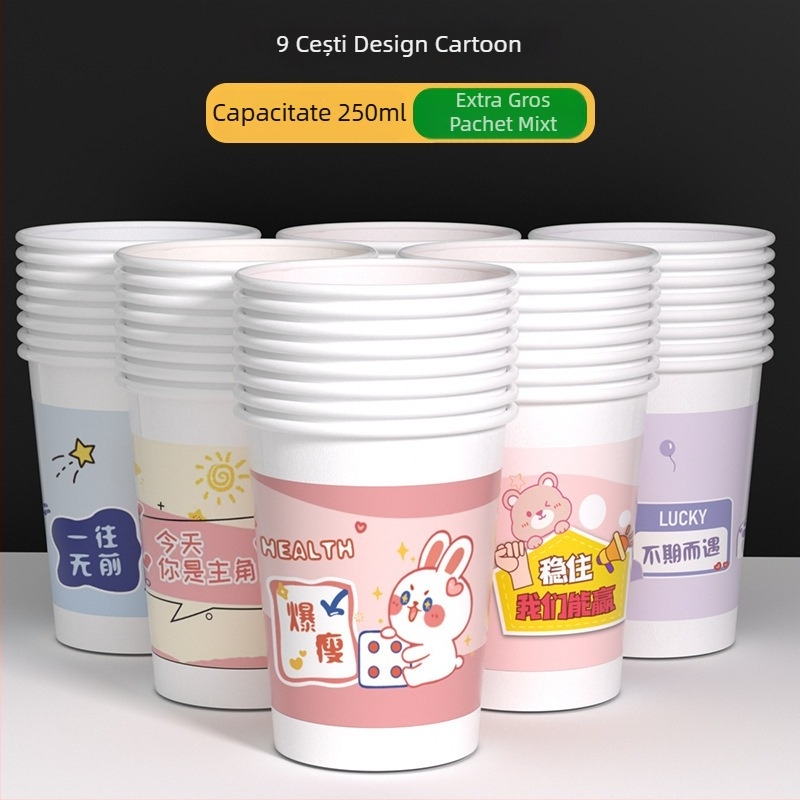 Pahare de hârtie de unică folosință, groase, pentru uz casnic, set în cutie, stil chinezesc, sub 100 ml