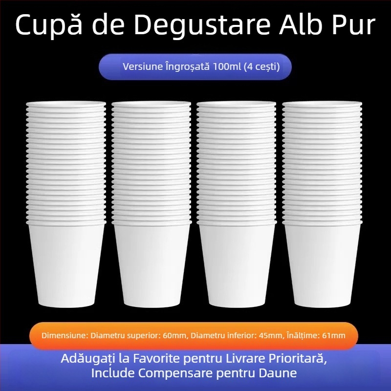 Pahare de hârtie de unică folosință, groase, pentru uz casnic, set în cutie, stil chinezesc, sub 100 ml