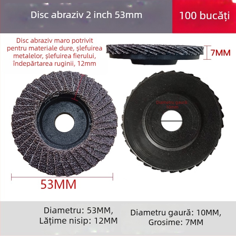 Discuri pentru șlefuitor unghi pneumatic de 2 inchi – disc flap, disc de polizare, degrosare și îndepărtare a ruginii, diametru 50 mm