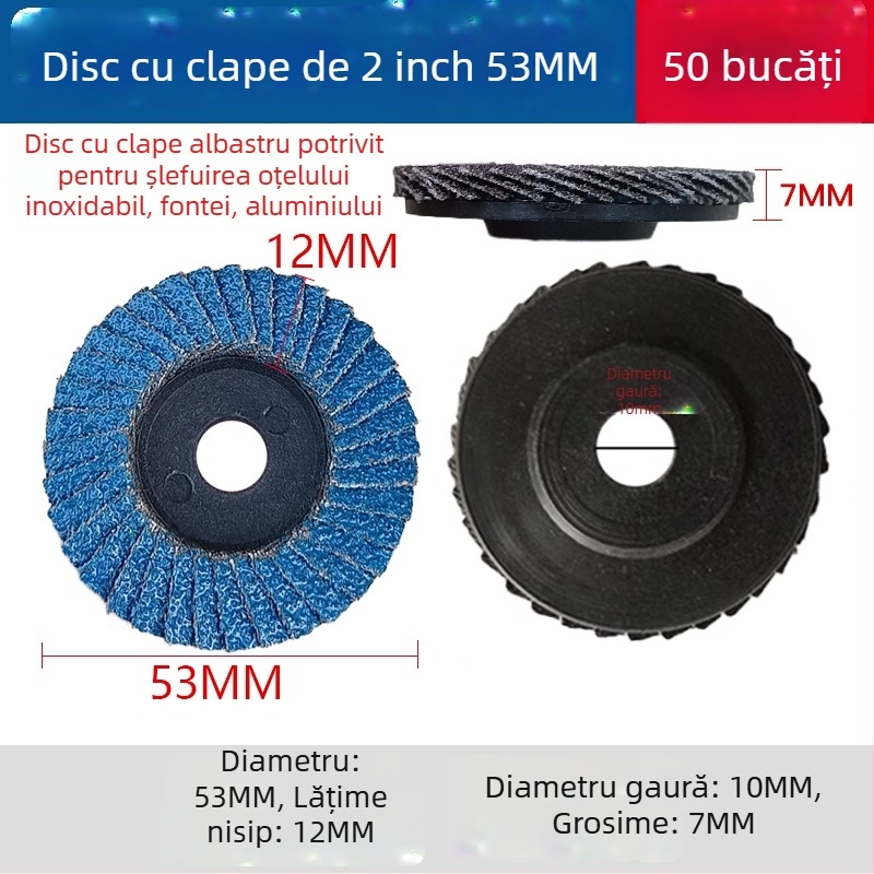 Discuri pentru șlefuitor unghi pneumatic de 2 inchi – disc flap, disc de polizare, degrosare și îndepărtare a ruginii, diametru 50 mm