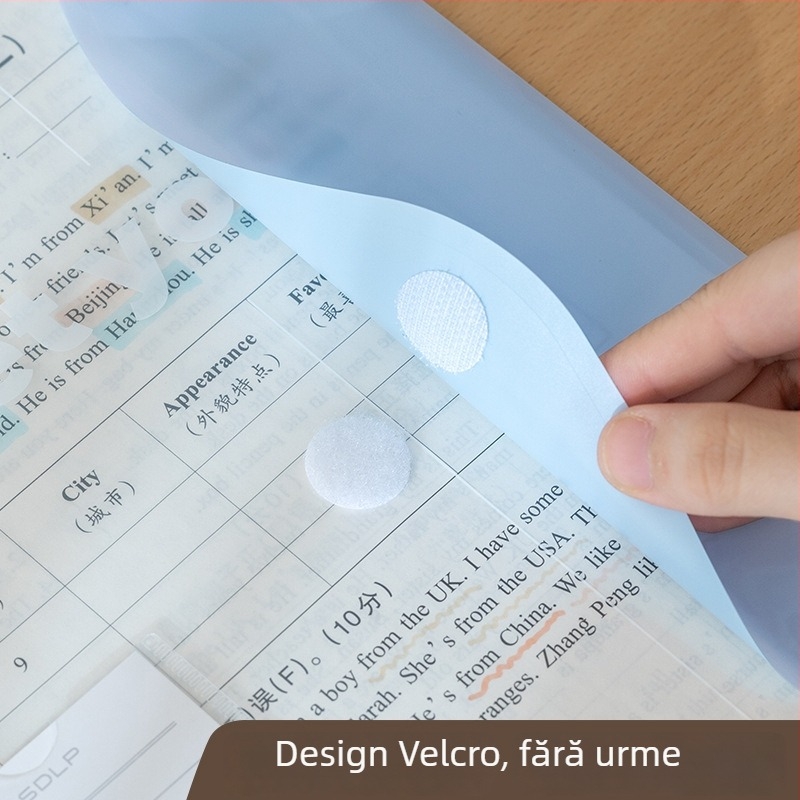 Dosar A4 pentru documente cu clemă D cu două găuri, buzunar transparent pentru fișiere și plăcuță de scriere