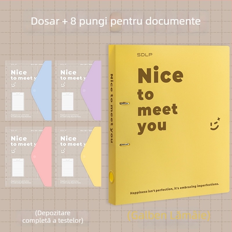 Dosar A4 pentru documente cu clemă D cu două găuri, buzunar transparent pentru fișiere și plăcuță de scriere