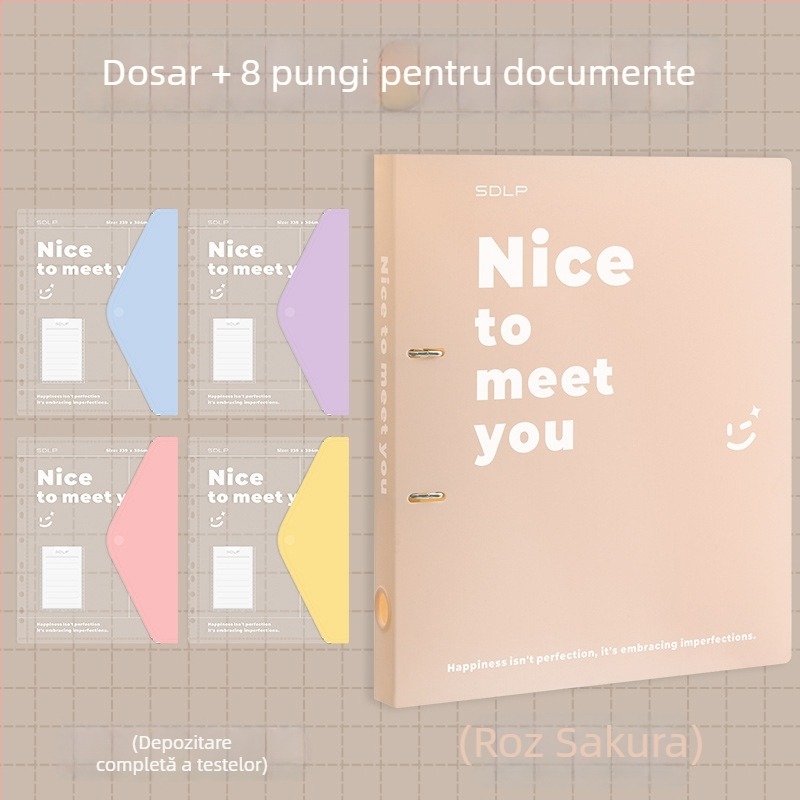 Dosar A4 pentru documente cu clemă D cu două găuri, buzunar transparent pentru fișiere și plăcuță de scriere