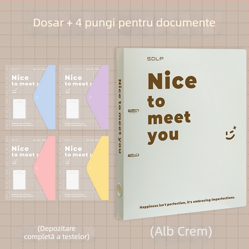 Dosar A4 pentru documente cu clemă D cu două găuri, buzunar transparent pentru fișiere și plăcuță de scriere