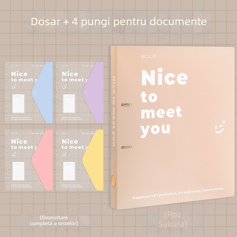 Dosar A4 pentru documente cu clemă D cu două găuri, buzunar transparent pentru fișiere și plăcuță de scriere
