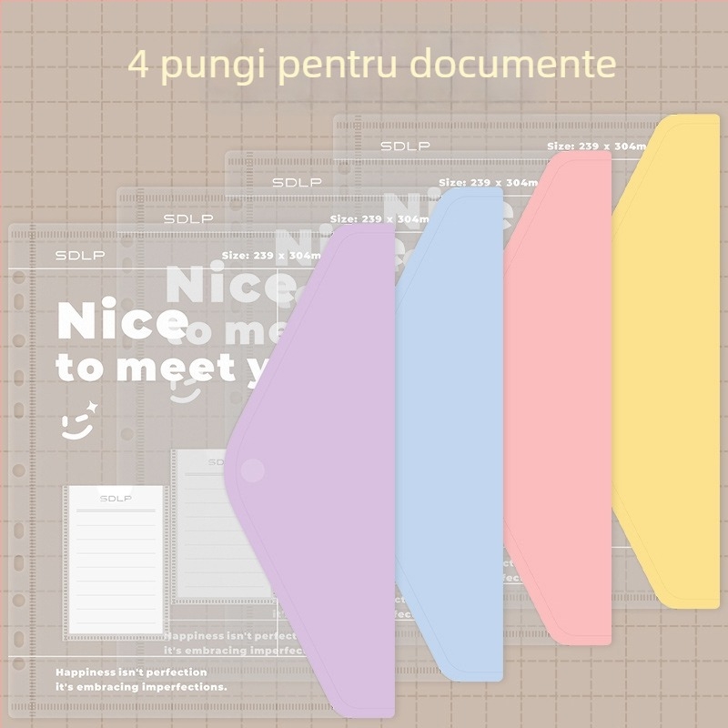 Dosar A4 pentru documente cu clemă D cu două găuri, buzunar transparent pentru fișiere și plăcuță de scriere