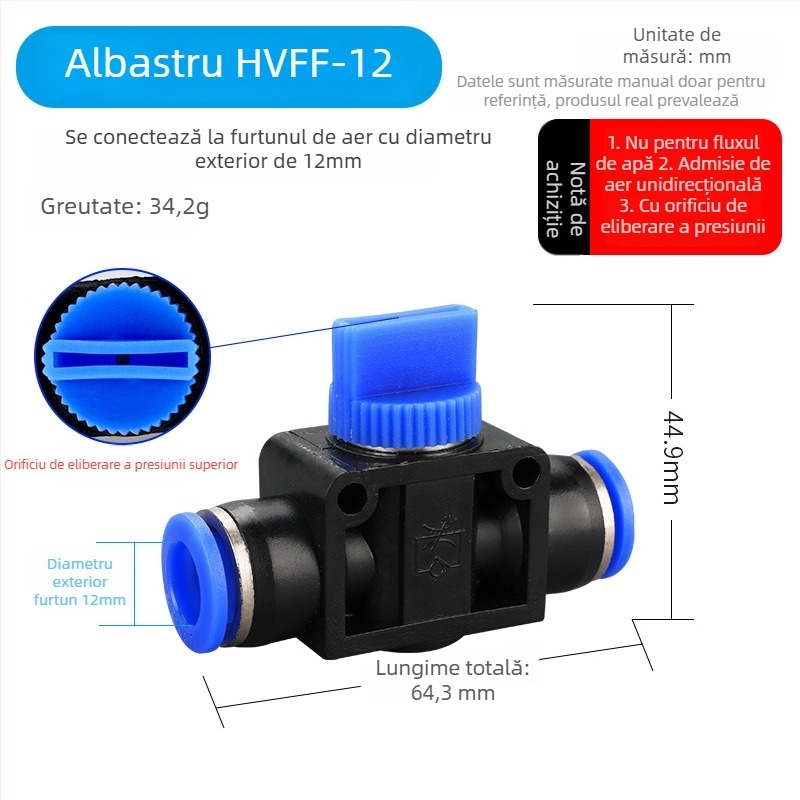 BUC-4 681012 Valvă pneumatică cu cuplare rapidă HVFF, supapă manuală