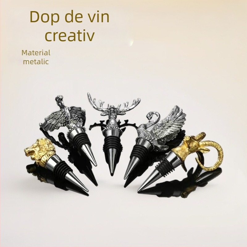 Stopper de vin cu cap de cerb, dop din aliaj de zinc, accesorii pentru vin roșu