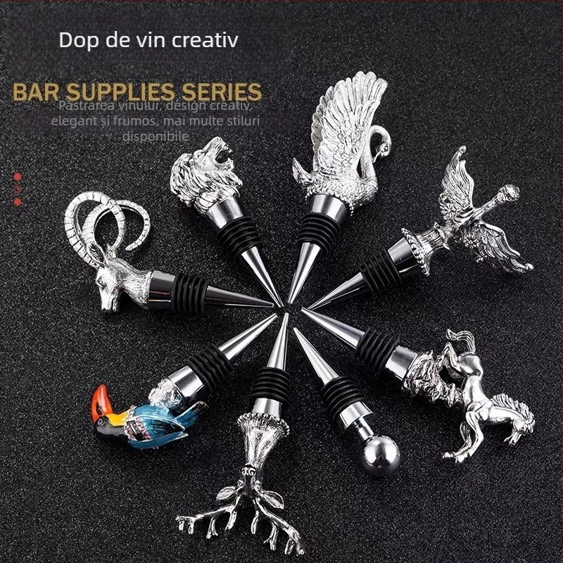 Stopper de vin cu cap de cerb, dop din aliaj de zinc, accesorii pentru vin roșu