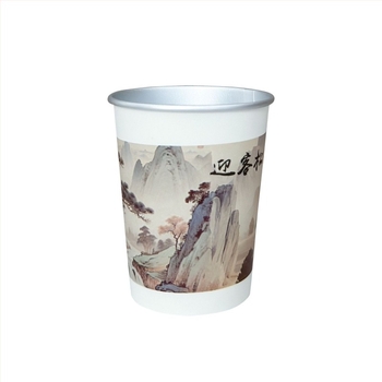 Pahar de hârtie premium, unică folosință, cu folie de aluminiu și finisaj auriu