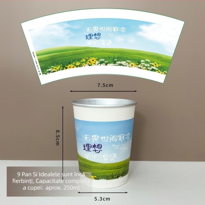Pahar de hârtie premium, unică folosință, cu folie de aluminiu și finisaj auriu
