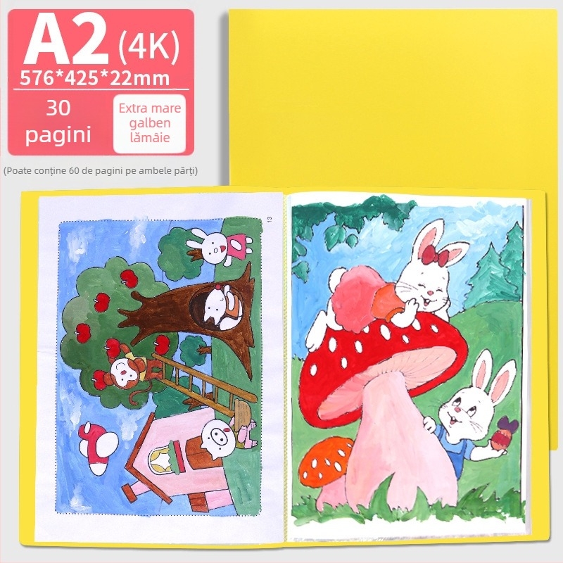 Hongtai A2 Album pentru depozitarea operelor elevilor și copiilor, Geantă de portofoliu A3, Hârtie de desen 4K, Poster de pictură 8K, Dosar alb pentru documente