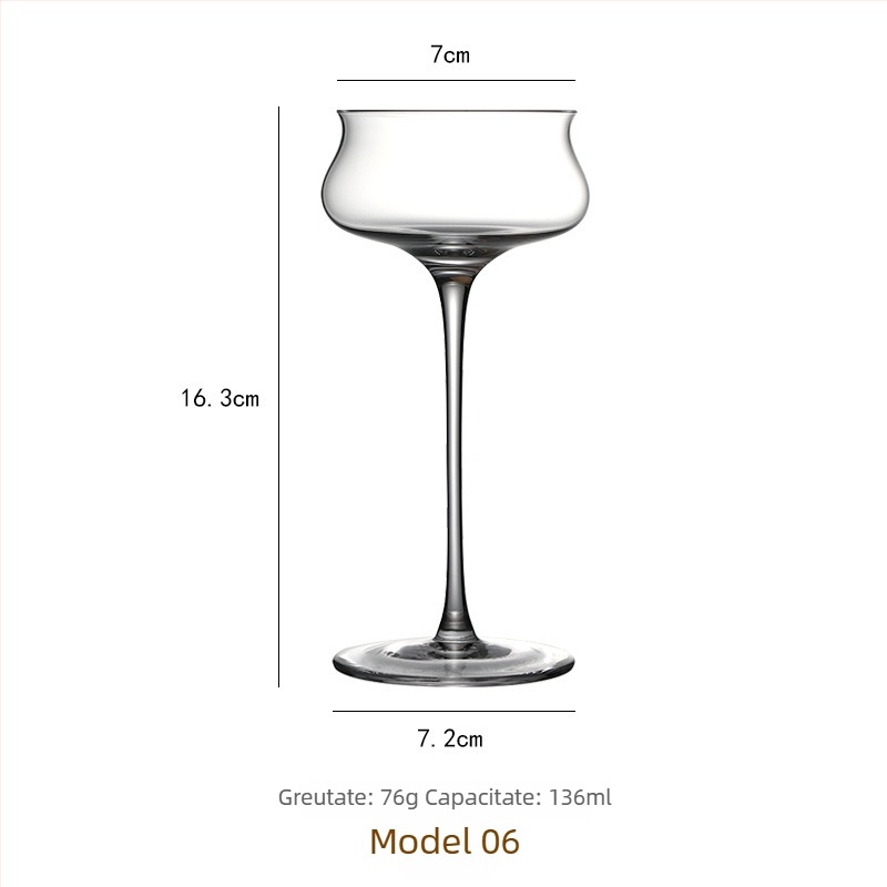 Accesorii din sticlă cristală pentru bar: pahar martini, pahar de cocktail, pahar de șampanie, bol pentru înghețată, pahar pentru lichior