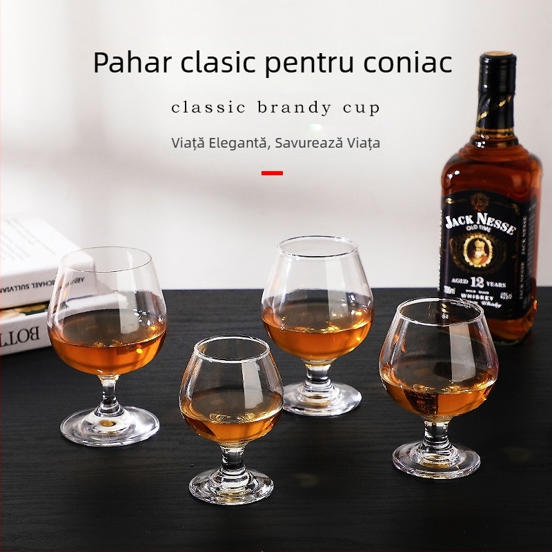 Pahar de brandy în stil european din cristal, picior scurt, pentru vin și băuturi spirtoase, dimensiune mică, design îngroșat
