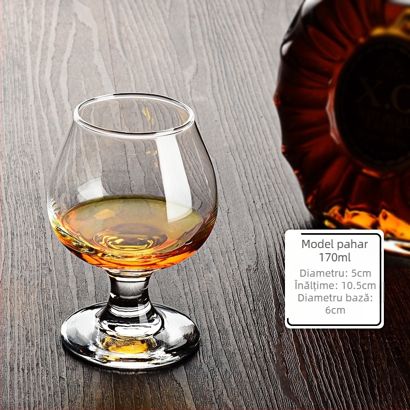 Pahar de brandy în stil european din cristal, picior scurt, pentru vin și băuturi spirtoase, dimensiune mică, design îngroșat