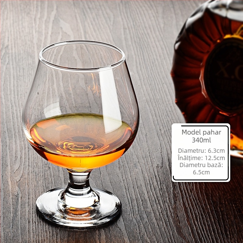 Pahar de brandy în stil european din cristal, picior scurt, pentru vin și băuturi spirtoase, dimensiune mică, design îngroșat