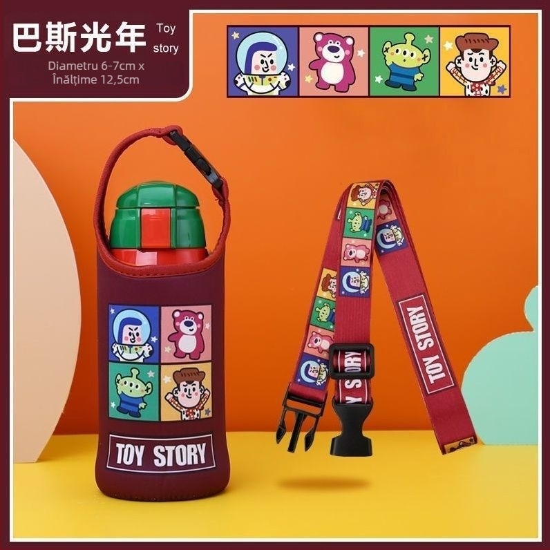 Husă izolatoare pentru cană în design desen animat, curea crossbody și mâner, izolație