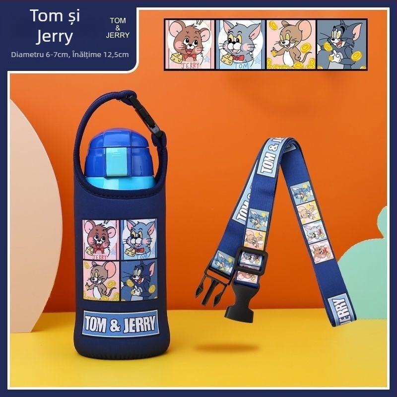 Husă izolatoare pentru cană în design desen animat, curea crossbody și mâner, izolație