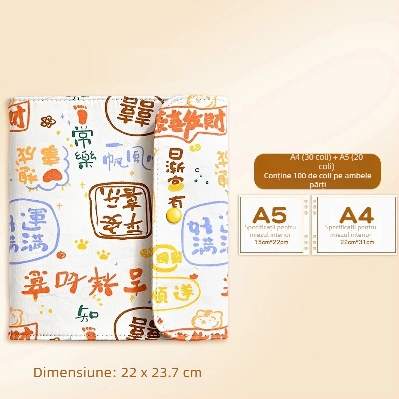Album din material textil pentru sarcină, cu design rulabil, pentru rapoarte de ecografii și examene
