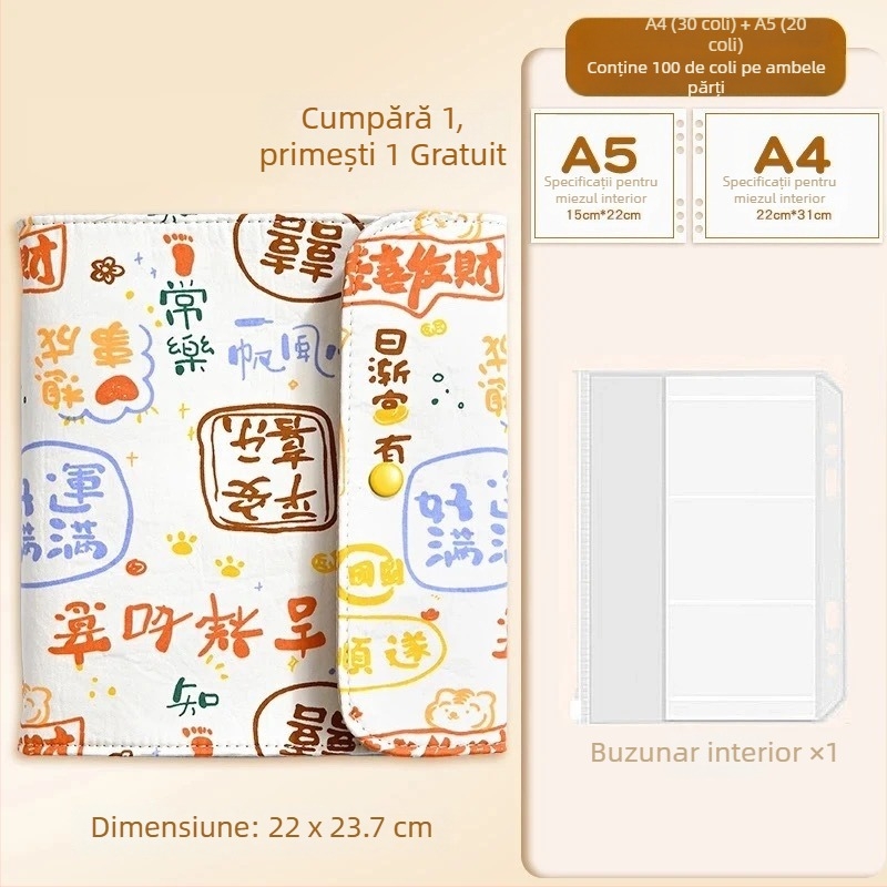 Album din material textil pentru sarcină, cu design rulabil, pentru rapoarte de ecografii și examene