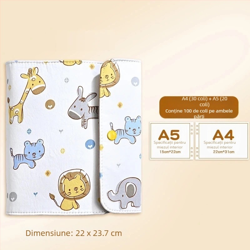 Album din material textil pentru sarcină, cu design rulabil, pentru rapoarte de ecografii și examene