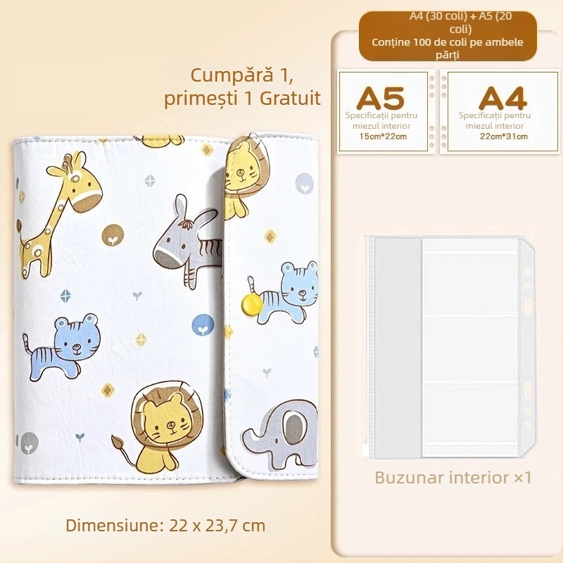 Album din material textil pentru sarcină, cu design rulabil, pentru rapoarte de ecografii și examene