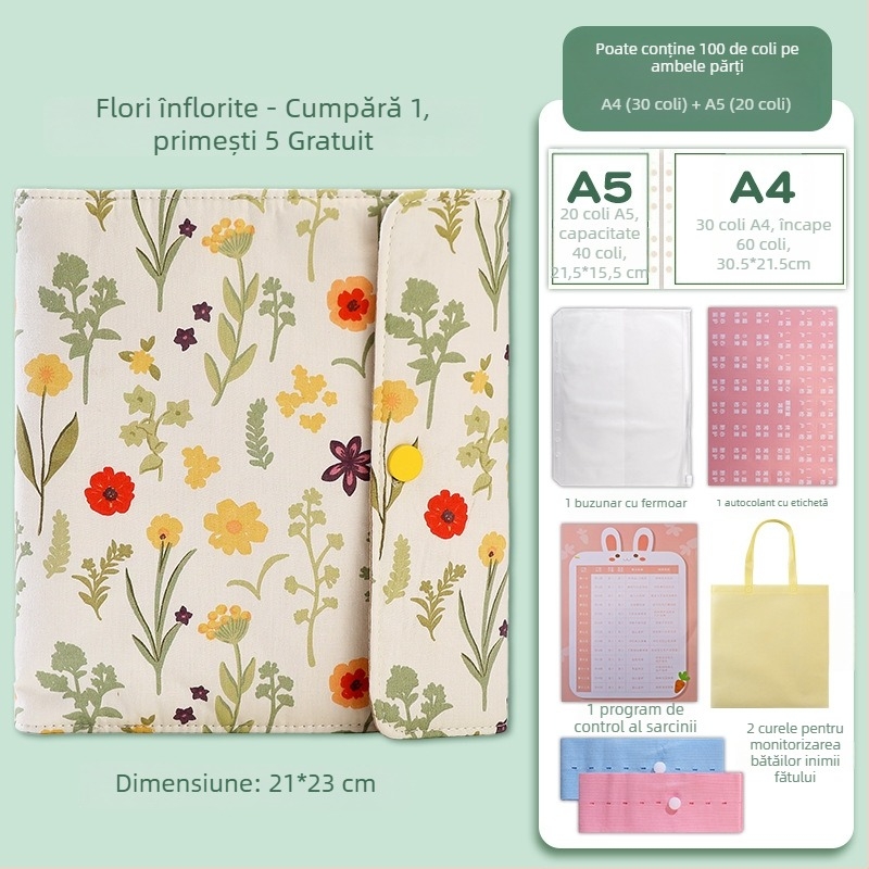 Album din material textil pentru sarcină, cu design rulabil, pentru rapoarte de ecografii și examene