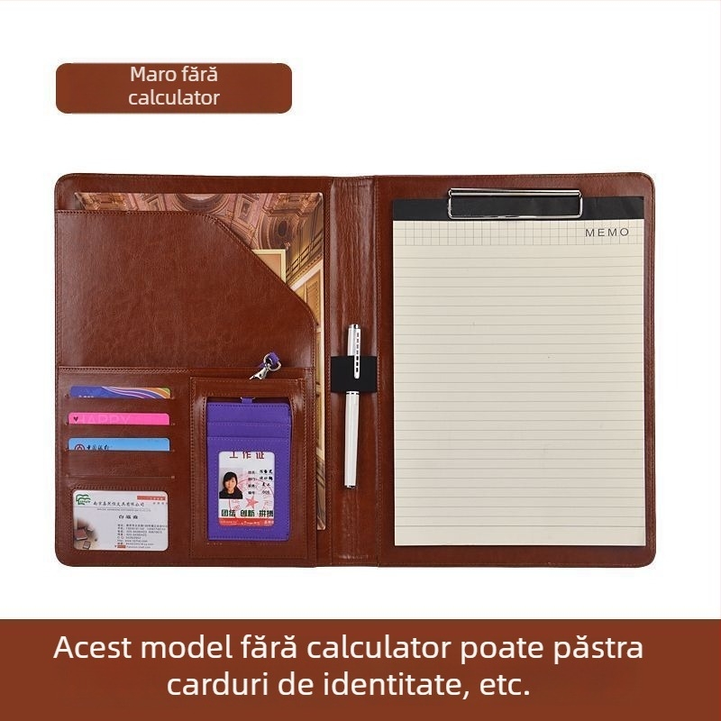 Mapă A4 pentru manager, piele PU, mapă multifuncțională pentru documente, negocieri și contracte, mapă de semnare, personalizabilă