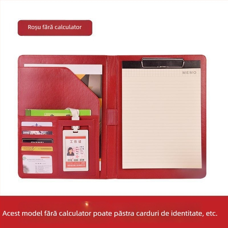 Mapă A4 pentru manager, piele PU, mapă multifuncțională pentru documente, negocieri și contracte, mapă de semnare, personalizabilă