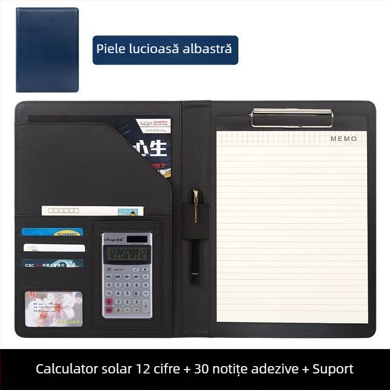 Mapă A4 pentru manager, piele PU, mapă multifuncțională pentru documente, negocieri și contracte, mapă de semnare, personalizabilă