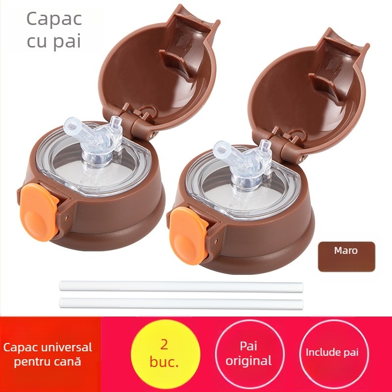 Capac termos universal cu dop din silicon anti scurgeri – accesorii pentru capac și pai