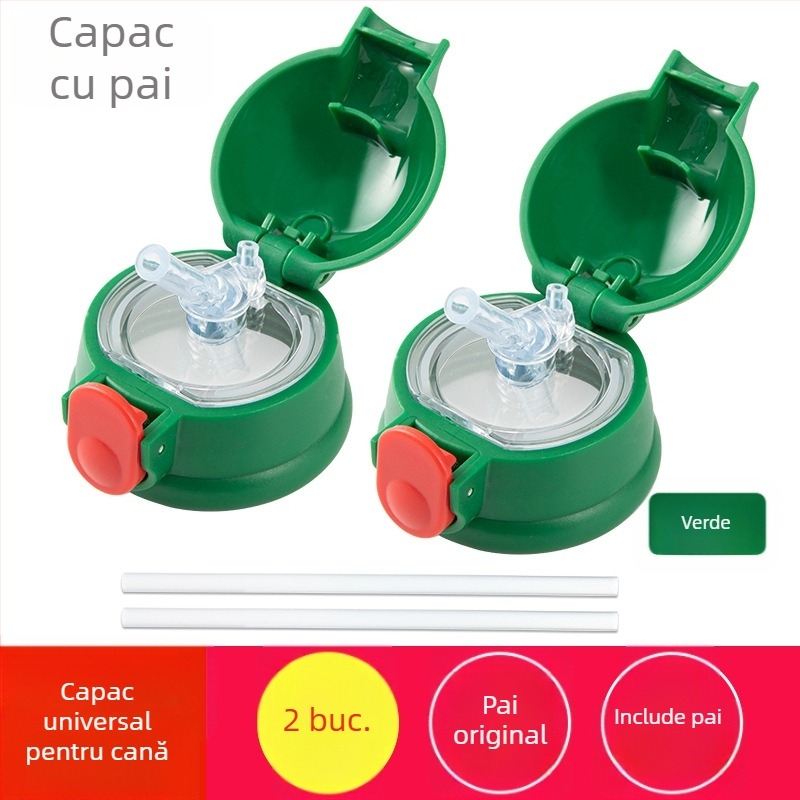 Capac termos universal cu dop din silicon anti scurgeri – accesorii pentru capac și pai