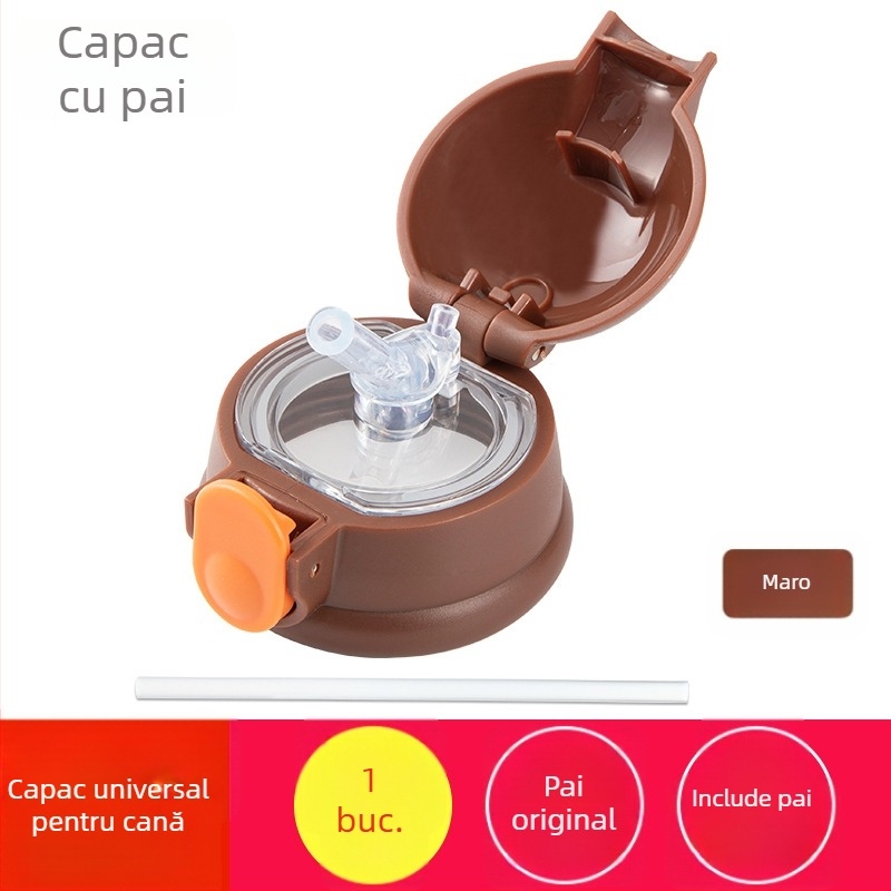 Capac termos universal cu dop din silicon anti scurgeri – accesorii pentru capac și pai