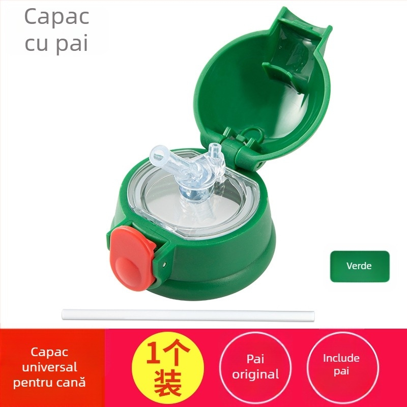 Capac termos universal cu dop din silicon anti scurgeri – accesorii pentru capac și pai