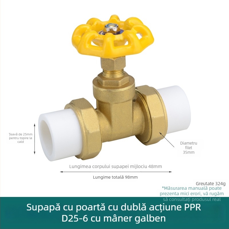 Valvă PPR cu cuplare dublă pentru apă, robinet de închidere pentru instalații, fitinguri pentru conducte