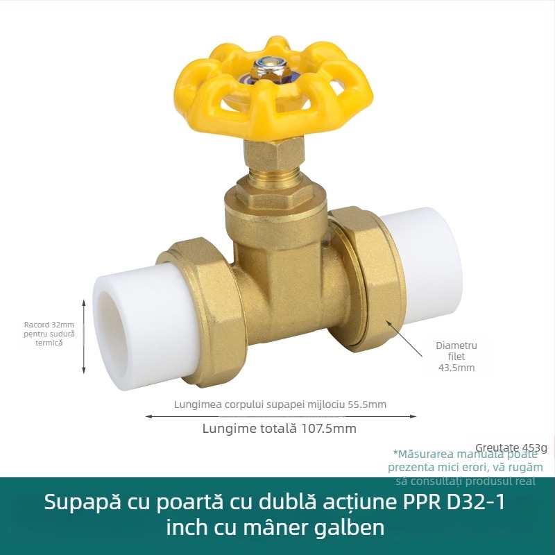 Valvă PPR cu cuplare dublă pentru apă, robinet de închidere pentru instalații, fitinguri pentru conducte