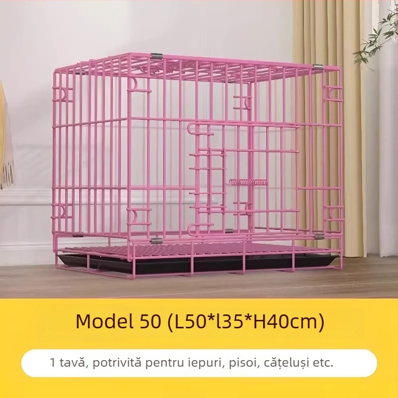Cușcă de interior pliabilă pentru câini, cu tavă de toaletă, pentru câini de dimensiuni medii și mici (Teddy/Bichon)