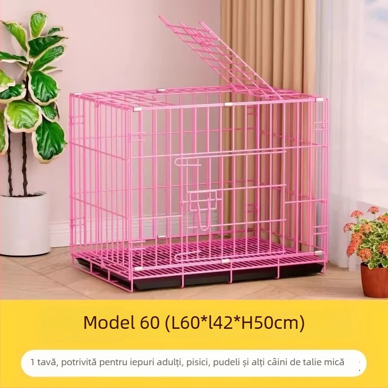 Cușcă de interior pliabilă pentru câini, cu tavă de toaletă, pentru câini de dimensiuni medii și mici (Teddy/Bichon)