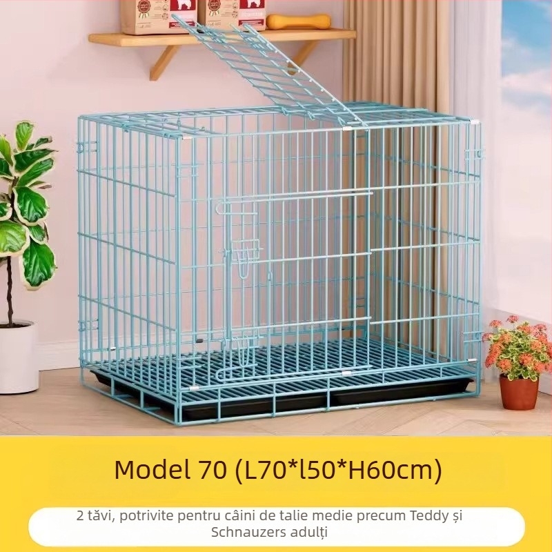Cușcă de interior pliabilă pentru câini, cu tavă de toaletă, pentru câini de dimensiuni medii și mici (Teddy/Bichon)