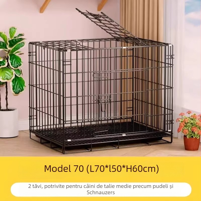 Cușcă de interior pliabilă pentru câini, cu tavă de toaletă, pentru câini de dimensiuni medii și mici (Teddy/Bichon)