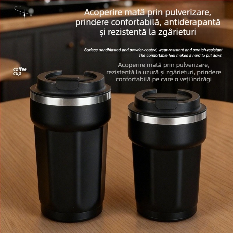 Cană termoizolantă din oțel inoxidabil 304, formă octagonală, capac răsucibil – cană portabilă pentru cafea