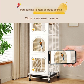 Cușcă mare de păsări, transparentă pentru uz casnic, cu structură întărită, potrivită pentru papagali, păsări de companie și alte păsări mici, design luxos