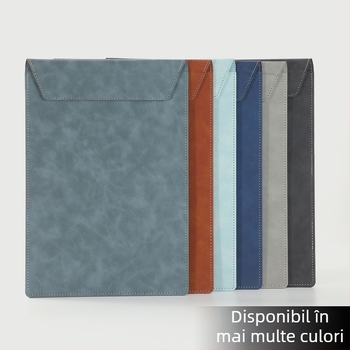 Dosar A4 din piele pentru conferințe cu clipboard, suprafață de scris și suport pentru cești – personalizare logo