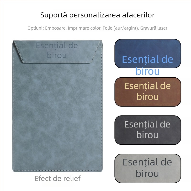 Dosar A4 din piele pentru conferințe cu clipboard, suprafață de scris și suport pentru cești – personalizare logo