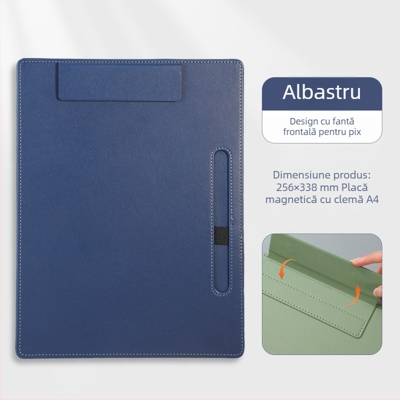 Dosar A4 din piele pentru conferințe cu clipboard, suprafață de scris și suport pentru cești – personalizare logo